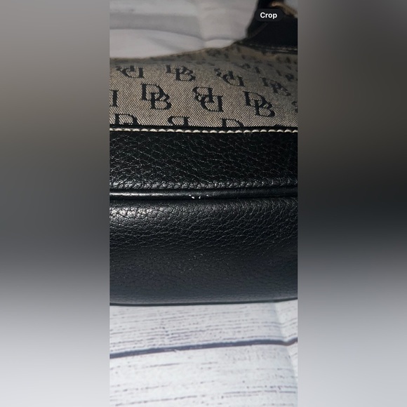 Dooney & Bourke Vintage Black and Gray Leather Logo Fabric Hobo Bag w/wallet. - Picture 16 of 16